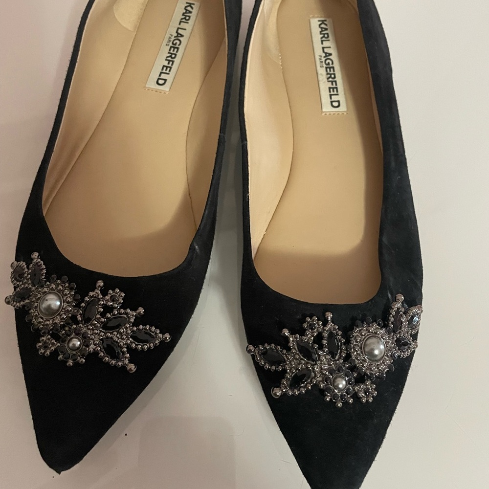 Karl Lagerfeld black Embellished flats